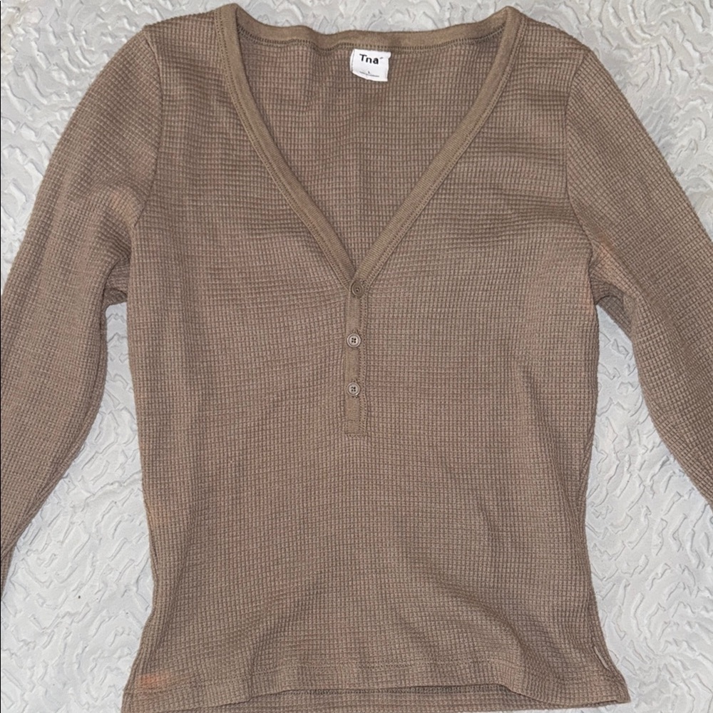Tna Long Sleeve V-Neck Henley Top